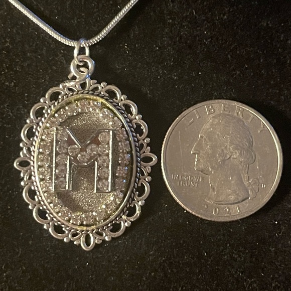 Necklace Iced-Out Initial (“M”) Pendant - Picture 3 of 3